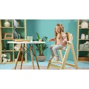 Scaun de masa, Lionelo, Floris, 3 in 1, Din Lemn, Transformabil, Reglabil pe inaltime in 4 pozitii, Suport picioare- 4 pozitii, 6 luni- 12 ani, Sustine 40 kg, Bej BYNLO-FLORIS_BEIGE_NATURAL