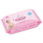 Servetele umede, Bocioland, Apa 99%, Fara parfum, 60 de bucati/pachet BYNBL153