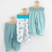 Set 3 piese, New Baby, Classic II, Include 3 perechi de pantalonasi cu botosei, Marime 56, Din bumbac 100%, Blue BYN58558