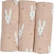 Set 3 scutece terta, Bubaba, Din bumbac, 80x80 cm, Beige Bunnies BYN87820
