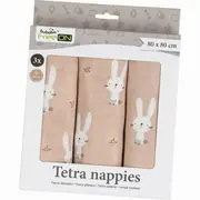 Set 3 scutece terta, Bubaba, Din bumbac, 80x80 cm, Beige Bunnies BYN87820