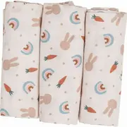 Set 3 scutece terta, Bubaba, Din bumbac, 80x80 cm, Carrots and Rainbow BYN87813