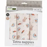 Set 3 scutece terta, Bubaba, Din bumbac, 80x80 cm, Carrots and Rainbow BYN87813