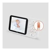 Video monitor, Lionelo, Babyline 3.4, Ecran LCD de 3.5 inch, Raza de actiune pana la 300 m, Conectare 4 camere, Autonomie 8 h, Lampa RGB incorporata, Cantece de leagan, Zoom 4X, Mod nocturn, Alb BYNLOC-BABYLINE_3.4