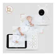 Video monitor, Lionelo, Babyline 3.4, Ecran LCD de 3.5 inch, Raza de actiune pana la 300 m, Conectare 4 camere, Autonomie 8 h, Lampa RGB incorporata, Cantece de leagan, Zoom 4X, Mod nocturn, Alb BYNLOC-BABYLINE_3.4