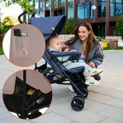 Carucior sport, Lionelo, Elia, Cu plasa de tantari, Suport de picioare reglabil, Spatar ajustabil in 4 pozitii, Capotina XXL, Pliere tip umbrela, Capacitate 15 kg, 6 luni+, EN 1888, Bej Taupe BYNLO-ELIA_BEIGE_TAUPE