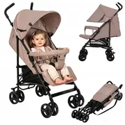 Carucior sport, Lionelo, Elia, Cu plasa de tantari, Suport de picioare reglabil, Spatar ajustabil in 4 pozitii, Capotina XXL, Pliere tip umbrela, Capacitate 15 kg, 6 luni+, EN 1888, Bej Taupe BYNLO-ELIA_BEIGE_TAUPE