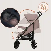 Carucior sport, Lionelo, Elia, Cu plasa de tantari, Suport de picioare reglabil, Spatar ajustabil in 4 pozitii, Capotina XXL, Pliere tip umbrela, Capacitate 15 kg, 6 luni+, EN 1888, Bej Taupe BYNLO-ELIA_BEIGE_TAUPE