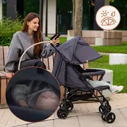 Carucior sport, Lionelo, Elia, Cu plasa de tantari, Suport de picioare reglabil, Spatar ajustabil in 4 pozitii, Capotina XXL, Pliere tip umbrela, Capacitate 15 kg, 6 luni+, EN 1888, Maro BYNLO-ELIA_BROWN_CHOCOLATE