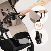 Carucior sport, Lionelo, Tansi, Pliere automata, Ultracompact, Manevrare cu o mana, Roti cu tehnologie GravelTech, Spatar si suport picioare reglabile, 6-48 luni, Sustine 22 kg, Bej BYNLO-TANSI_BEIGE_SAND