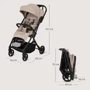 Carucior sport, Lionelo, Tansi, Pliere automata, Ultracompact, Manevrare cu o mana, Roti cu tehnologie GravelTech, Spatar si suport picioare reglabile, 6-48 luni, Sustine 22 kg, Bej BYNLO-TANSI_BEIGE_SAND