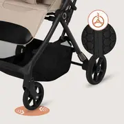 Carucior sport, Lionelo, Tansi, Pliere automata, Ultracompact, Manevrare cu o mana, Roti cu tehnologie GravelTech, Spatar si suport picioare reglabile, 6-48 luni, Sustine 22 kg, Bej BYNLO-TANSI_BEIGE_SAND