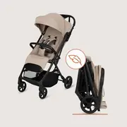 Carucior sport, Lionelo, Tansi, Pliere automata, Ultracompact, Manevrare cu o mana, Roti cu tehnologie GravelTech, Spatar si suport picioare reglabile, 6-48 luni, Sustine 22 kg, Bej BYNLO-TANSI_BEIGE_SAND