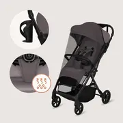 Carucior sport, Lionelo, Tansi, Pliere automata, Ultracompact, Manevrare cu o mana, Roti cu tehnologie GravelTech, Spatar si suport picioare reglabile, 6-48 luni, Sustine 22 kg, Bej Taupe BYNLO-TANSI_BEIGE_TAUPE