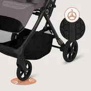 Carucior sport, Lionelo, Tansi, Pliere automata, Ultracompact, Manevrare cu o mana, Roti cu tehnologie GravelTech, Spatar si suport picioare reglabile, 6-48 luni, Sustine 22 kg, Bej Taupe BYNLO-TANSI_BEIGE_TAUPE