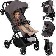 Carucior sport, Lionelo, Tansi, Pliere automata, Ultracompact, Manevrare cu o mana, Roti cu tehnologie GravelTech, Spatar si suport picioare reglabile, 6-48 luni, Sustine 22 kg, Bej Taupe BYNLO-TANSI_BEIGE_TAUPE