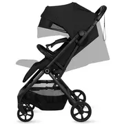 Carucior sport, Lionelo, Tansi, Pliere automata, Ultracompact, Manevrare cu o mana, Roti cu tehnologie GravelTech, Spatar si suport picioare reglabile, 6-48 luni, Sustine 22 kg, Negru BYNLO-TANSI_BLACK_ONYX