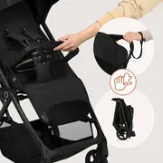 Carucior sport, Lionelo, Tansi, Pliere automata, Ultracompact, Manevrare cu o mana, Roti cu tehnologie GravelTech, Spatar si suport picioare reglabile, 6-48 luni, Sustine 22 kg, Negru BYNLO-TANSI_BLACK_ONYX
