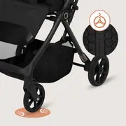 Carucior sport, Lionelo, Tansi, Pliere automata, Ultracompact, Manevrare cu o mana, Roti cu tehnologie GravelTech, Spatar si suport picioare reglabile, 6-48 luni, Sustine 22 kg, Negru BYNLO-TANSI_BLACK_ONYX