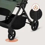 Carucior sport, Lionelo, Tansi, Pliere automata, Ultracompact, Manevrare cu o mana, Roti cu tehnologie GravelTech, Spatar si suport picioare reglabile, 6-48 luni, Sustine 22 kg, Verde BYNLO-TANSI_GREEN_EMERALD