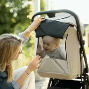 Carucior sport, Petite&Mars, Flip, Pliere compacta cu o mana, Spatar reglabil pana la pozitie de somn, Suport picioare reglabil, Copertina extensibila cu protectie UPF50+, Pana la 22 kg, 0 luni+, Bej BYN670733