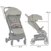 Carucior sport, Petite&Mars, Fly, Pliere compacta, Spatar reglabil pana la pozitie de somn, Suport picioare reglabil, Copertina extensibila cu protectie UPF40+, Suport pahar inclus, Pana la 22 kg, 0 luni+, Verde BYN554841