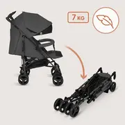 Carucior sport compact, Lionelo, Irma, Spatar ajustabil in 4 pozitii, Suport picioare reglabil, Manere rotative, Pliere tip umbrela, 6- 36 luni, Pana la 15 kg, Conform cu EN1888-1:2018, Gri inchis BYNLO-IRMA_GREY_STONE