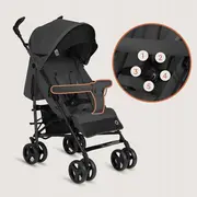 Carucior sport compact, Lionelo, Irma, Spatar ajustabil in 4 pozitii, Suport picioare reglabil, Manere rotative, Pliere tip umbrela, 6- 36 luni, Pana la 15 kg, Conform cu EN1888-1:2018, Gri inchis BYNLO-IRMA_GREY_STONE