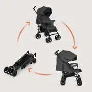 Carucior sport compact, Lionelo, Irma, Spatar ajustabil in 4 pozitii, Suport picioare reglabil, Manere rotative, Pliere tip umbrela, 6- 36 luni, Pana la 15 kg, Conform cu EN1888-1:2018, Gri inchis BYNLO-IRMA_GREY_STONE