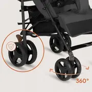 Carucior sport compact, Lionelo, Irma, Spatar ajustabil in 4 pozitii, Suport picioare reglabil, Manere rotative, Pliere tip umbrela, 6- 36 luni, Pana la 15 kg, Conform cu EN1888-1:2018, Gri inchis BYNLO-IRMA_GREY_STONE