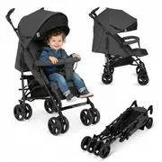 Carucior sport compact, Lionelo, Irma, Spatar ajustabil in 4 pozitii, Suport picioare reglabil, Manere rotative, Pliere tip umbrela, 6- 36 luni, Pana la 15 kg, Conform cu EN1888-1:2018, Gri inchis BYNLO-IRMA_GREY_STONE
