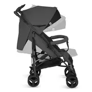 Carucior sport compact, Lionelo, Irma, Spatar ajustabil in 4 pozitii, Suport picioare reglabil, Manere rotative, Pliere tip umbrela, 6- 36 luni, Pana la 15 kg, Conform cu EN1888-1:2018, Gri inchis BYNLO-IRMA_GREY_STONE