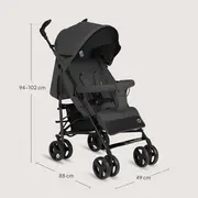 Carucior sport compact, Lionelo, Irma, Spatar ajustabil in 4 pozitii, Suport picioare reglabil, Manere rotative, Pliere tip umbrela, 6- 36 luni, Pana la 15 kg, Conform cu EN1888-1:2018, Gri inchis BYNLO-IRMA_GREY_STONE