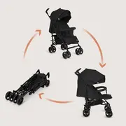 Carucior sport compact, Lionelo, Irma, Spatar ajustabil in 4 pozitii, Suport picioare reglabil, Manere rotative, Pliere tip umbrela, 6- 36 luni, Pana la 15 kg, Conform cu EN1888-1:2018, Negru Onyx BYNLO-IRMA_BLACK_ONYX