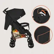 Carucior sport compact, Lionelo, Irma, Spatar ajustabil in 4 pozitii, Suport picioare reglabil, Manere rotative, Pliere tip umbrela, 6- 36 luni, Pana la 15 kg, Conform cu EN1888-1:2018, Negru Onyx BYNLO-IRMA_BLACK_ONYX