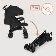 Carucior sport compact, Lionelo, Irma, Spatar ajustabil in 4 pozitii, Suport picioare reglabil, Manere rotative, Pliere tip umbrela, 6- 36 luni, Pana la 15 kg, Conform cu EN1888-1:2018, Negru Onyx BYNLO-IRMA_BLACK_ONYX