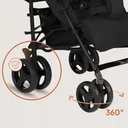 Carucior sport compact, Lionelo, Irma, Spatar ajustabil in 4 pozitii, Suport picioare reglabil, Manere rotative, Pliere tip umbrela, 6- 36 luni, Pana la 15 kg, Conform cu EN1888-1:2018, Negru Onyx BYNLO-IRMA_BLACK_ONYX