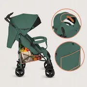 Carucior sport compact, Lionelo, Irma, Spatar ajustabil in 4 pozitii, Suport picioare reglabil, Manere rotative, Pliere tip umbrela, 6- 36 luni, Pana la 15 kg, Conform cu EN1888-1:2018, Verde smarald BYNLO-IRMA_GREEN_EMERALD