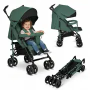 Carucior sport compact, Lionelo, Irma, Spatar ajustabil in 4 pozitii, Suport picioare reglabil, Manere rotative, Pliere tip umbrela, 6- 36 luni, Pana la 15 kg, Conform cu EN1888-1:2018, Verde smarald BYNLO-IRMA_GREEN_EMERALD