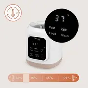 Incalzitor biberoane, Lionelo, ThermUp 3.0, 6 in 1, Incalzire, Decongelare, Sterilizare, Mentinerea temperaturii, 400 W, 35-100&deg;C, Panou de comanda tactil, Fara BPA, Oprire automata, Placa de incalzire din teflon, Alb BYNLOC-THERMUP_3.0