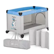 Patut pliant, Petite&Mars, Koot, 120 x 60 cm, Cu roti, Functie de tarc, Pliere compacta, Include geanta de transport, Intrare laterala cu fermoar, Pereti din plasa, Pana la 15 kg, 0-30 luni, Gri BYN921482