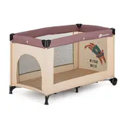 Patut pliant, Petite&Mars, Koot, 120 x 60 cm, Cu roti, Functie de tarc, Pliere compacta, Include geanta de transport, Intrare laterala cu fermoar, Pereti din plasa, Pana la 15 kg, 0-30 luni, Maro BYN921483