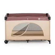 Patut pliant, Petite&Mars, Nyja, 120 x 60 cm, Cu roti, Functie de tarc, Pliere compacta, Include geanta de transport, Intrare laterala cu fermoar, Pereti din plasa, Pana la 15 kg, 0-30 luni, Maro BYN923485