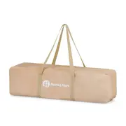 Patut pliant, Petite&Mars, Nyja, 120 x 60 cm, Cu roti, Functie de tarc, Pliere compacta, Include geanta de transport, Intrare laterala cu fermoar, Pereti din plasa, Pana la 15 kg, 0-30 luni, Maro BYN923485