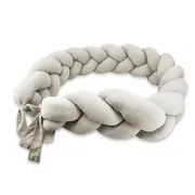 Protectie laterala, MimiNu, Pentru patut, Tip Bumper impletit, Din bumbac interlock, 240 cm, Soft Beige BYN6426972031974