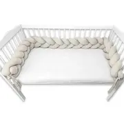 Protectie laterala, MimiNu, Pentru patut, Tip Bumper impletit, Din bumbac interlock, 240 cm, Soft Beige BYN6426972031974