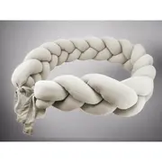 Protectie laterala, MimiNu, Pentru patut, Tip Bumper impletit, Din bumbac interlock, 240 cm, Soft Beige BYN6426972031974