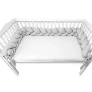 Protectie laterala, MimiNu, Pentru patut, Tip Bumper impletit, Din bumbac interlock, 240 cm, Soft Gray BYN6426972031950