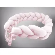 Protectie laterala, MimiNu, Pentru patut, Tip Bumper impletit, Din bumbac interlock, 240 cm, Soft Powder Pink BYN6426972031967