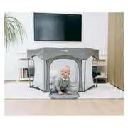 Tarc de joaca, FreeON, Hexagon, Pliabil, Intrare cu fermoar, Cu geanta de transport, 117 x 74 cm, Grey BYN88353